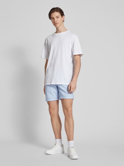 Blend Regular Fit Leinenshorts im unifarbenen Design Hellblau 1