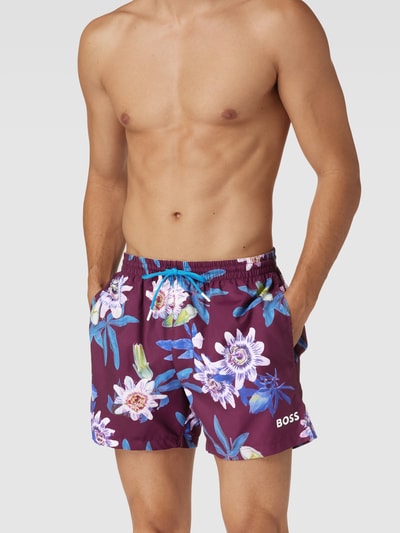 BOSS Badehose mit Allover-Muster Modell 'Piranha' Aubergine 1