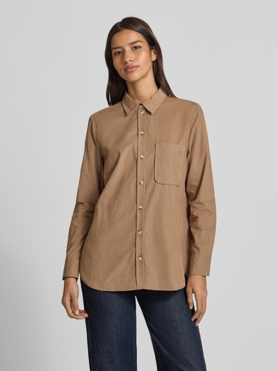 Christian Berg Woman Relaxed Fit Hemdbluse in Cord-Optik mit Brusttasche Mittelbraun 4
