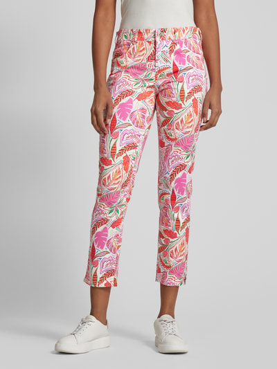 Gardeur Slim Fit Hose mit floralem Allover-Print Modell 'ZURI' Pink 4