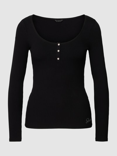 Guess Longsleeve mit Label-Detail aus Strasssteinbesatz Modell 'KARLEE' Black 2