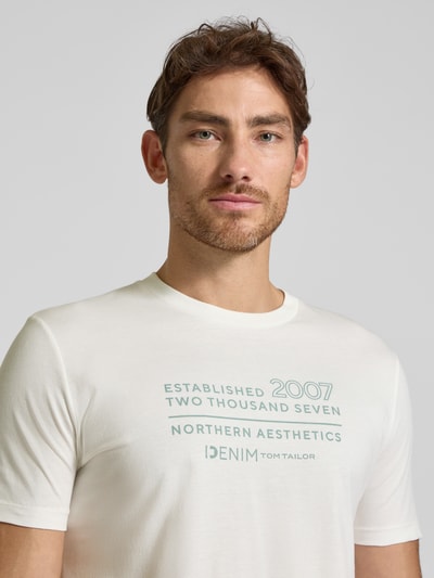 Tom Tailor Denim Regular Fit T-Shirt aus reiner Baumwolle Offwhite 3