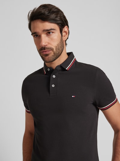 Tommy Hilfiger Slim Fit Poloshirt mit Logo-Stitching Black 3