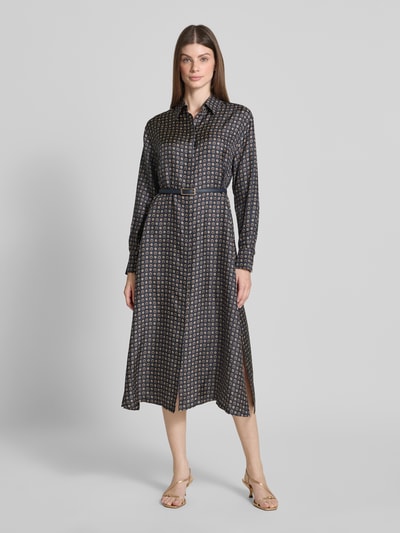 Max Mara Studio Sukienka koszulowa taliowana z czystego jedwabiu model ‘MISTER’ Granatowy 4