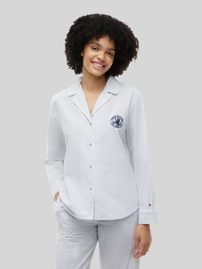 Tommy Hilfiger Comfort Fit Pyjama Oberteil aus reiner Baumwolle Hellblau 4