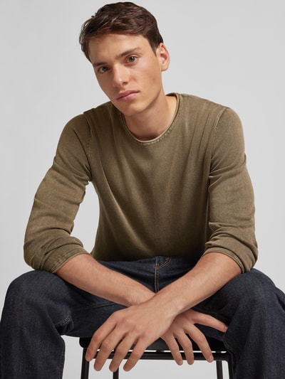 Jack & Jones Sweter z dzianiny z okrągłym dekoltem model ‘ELEO’ Oliwkowy 3