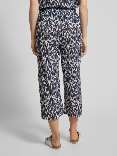 mbyM Wide leg stoffen broek met verkort model, model 'Anjelica' Marineblauw - 5