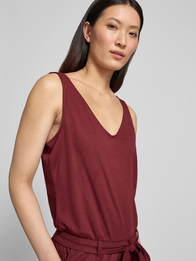 s.Oliver RED LABEL regular fit jumpsuit met strikceintuur van katoenmix Bordeaux - 3
