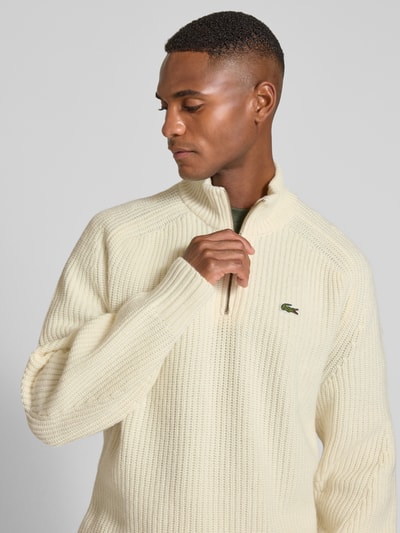 Lacoste Regular fit schipperstrui van zuivere wol Offwhite - 3