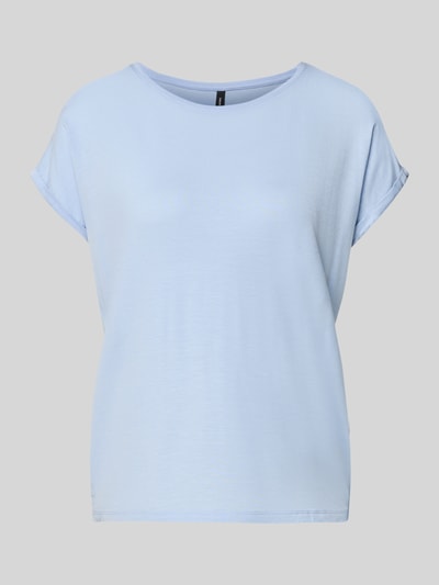 Produktfoto, Relaxed Fit T-Shirt aus Lyocell-Mix Modell 'AVA' von Vero Moda, jasnoniebieska melanżowa struktura, krótki rękaw, dekolt łódkowy