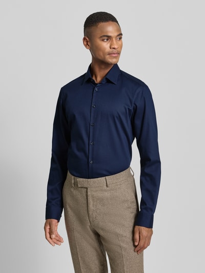 Jake*s Regular fit zakelijk overhemd van katoen met kentkraag Marineblauw - 4