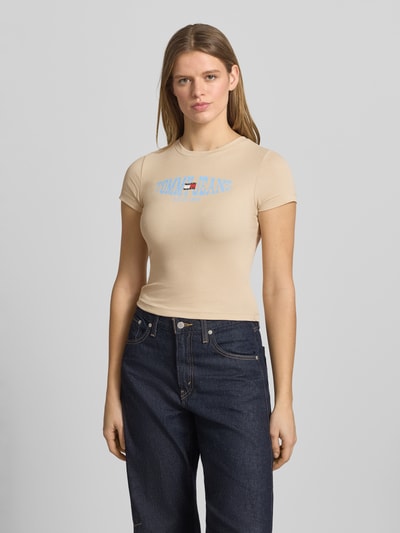 Tommy Jeans Slim Fit T-Shirt aus Baumwoll-Mix Hellgelb 4