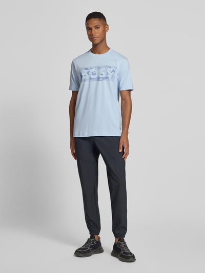 BOSS Green Regular Fit T-Shirt aus Baumwoll-Mix Modell 'TS_GLOBE LOGOPATTERN' Aqua 1