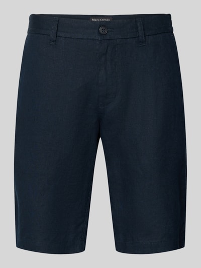 Produktfoto, Regular Fit Shorts aus reinem Leinen Modell 'RESO JOGGER' von Marc O'Polo, Optik: Unifarben, Europaproduktion, Material mit feiner Leinen-Textur, seitliche Eingrifftaschen, Paspeltaschen, Knopf-Reißverschluss.