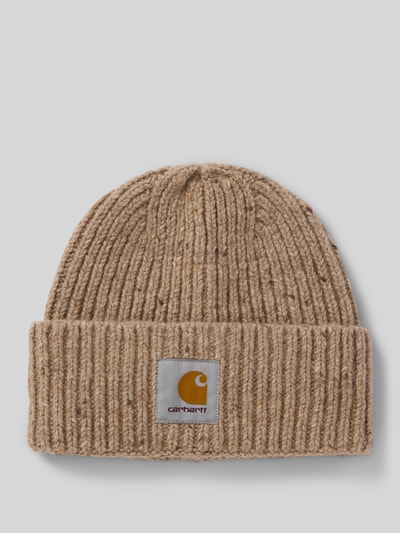 Carhartt Work In Progress Czapka beanie z detalem z logo Złamany biały 1