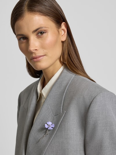 HUGO Regular fit lange blazer met broche, model 'ANTEGI' Lichtgrijs gemêleerd - 3