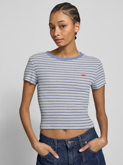 Levi's® T-shirt met labelprint Rookblauw - 3