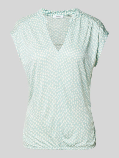 OPUS T-shirt van viscose met all-over motief, model 'Sandu' Mintgroen - 2