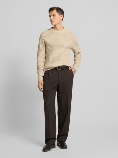 SELECTED HOMME Regular fit gebreide pullover van puur biologisch katoen, model 'TOM' Beige - 1