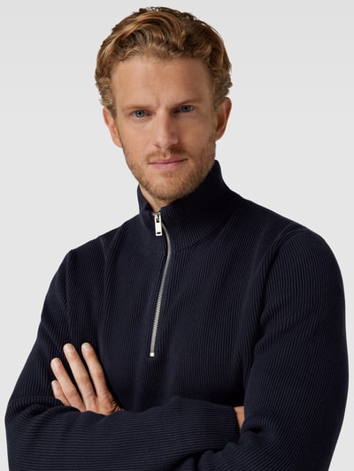 Lindbergh Strickpullover mit Stehkragen und Reißverschluss Marine 3