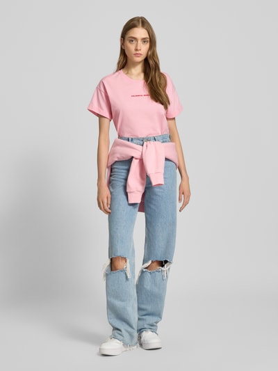 Colourful Rebel T-Shirt mit Label-Print Rosa 1