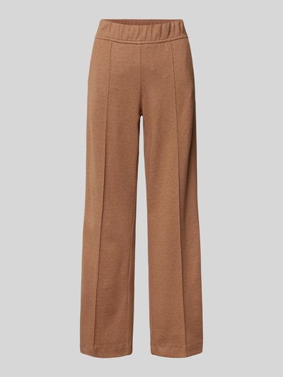 ROSNER Wide leg stoffen broek met elastische band, model 'May' Camel - 2