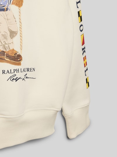 Productfoto, Regular Fit Hoodie aus Baumwoll-Mix van Polo Ralph Lauren Teens, ecru, unikleuren, sweatstof, lange mouw, geribbelde boorden, label-print
