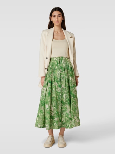 Max Mara Studio Midirok met all-over-motief, model 'PALLA' Groen - 1