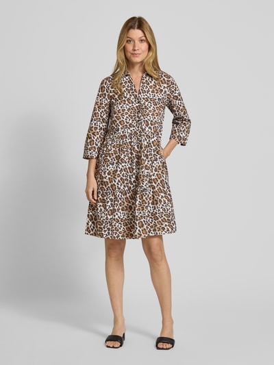 Christian Berg Woman Knielange overhemdjurk met V-hals en 3/4-mouwen Zwart - 1