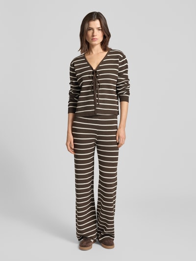 VILLA SOPHIE Stoffen broek met elastische band, model 'NURIA' Donkerbruin - 1