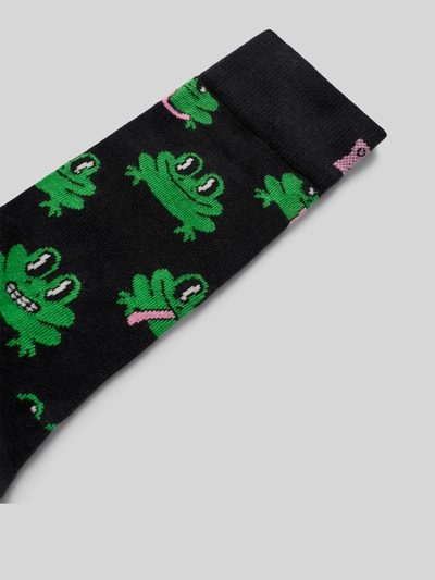 Happy Socks Socken mit Allover-Motiv-Print Modell 'Frog' Black 2