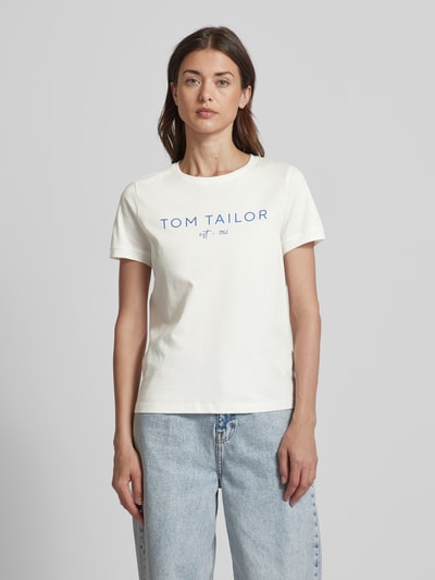 Tom Tailor T-Shirt mit Label-Print Ecru 4