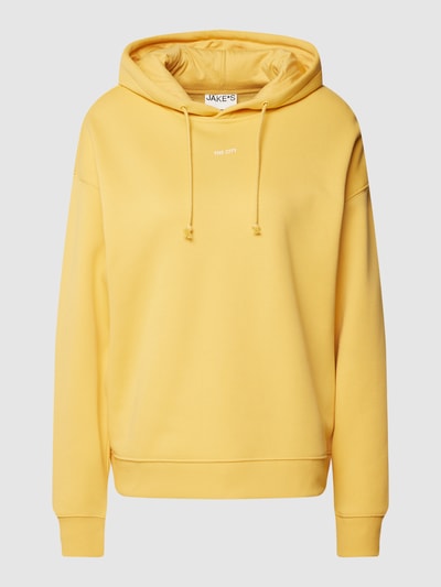 Jake*s Casual Hoodie in effen design Lichtgeel - 2