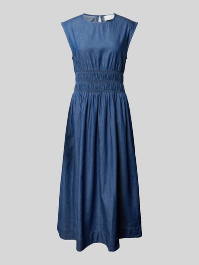 Neo Noir Midi-jurk met ruches, model 'Esmy Denim' Blauw - 2