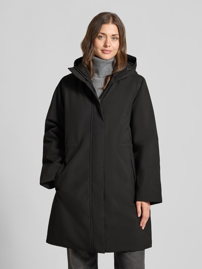 Selected relaxed fit functionele lange jas met capuchon model 'FRANCINE' Zwart - 4