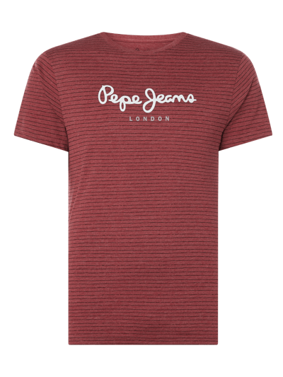 Pepe Jeans T-shirt met streepmotief, model 'Wilmer' Bordeaux gemêleerd - 1