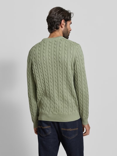 Christian Berg Men Gebreide pullover met ribboorden Rietgroen - 5