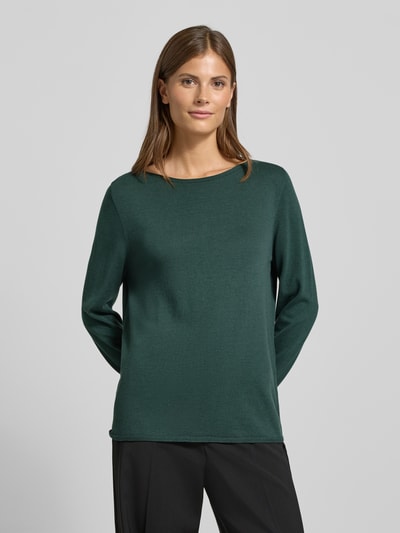 s.Oliver RED LABEL Sweter z dzianiny o kroju regular fit z mieszanki bawełny i wiskozy Ciemnozielony 4