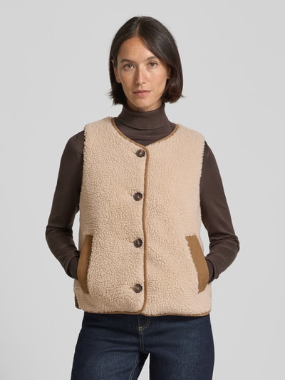 Barbour Regular fit outdoor-bodywarmer met teddybont, model 'LUCIANA' Beige - 4