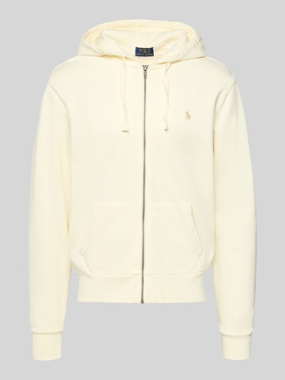 Produktfoto, Regular Fit Sweatjacke aus reiner Baumwolle von Polo Ralph Lauren in Unifarben, Kapuze mit Tunnelzug, Logo-Detail, Reißverschluss.