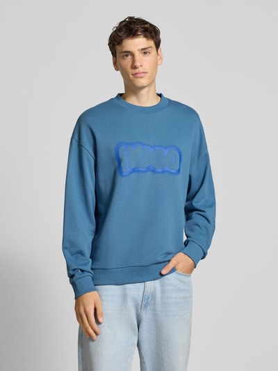 Hugo Blue Regular fit sweatshirt van puur katoen, model 'NEWIREX' Jeansblauw - 4