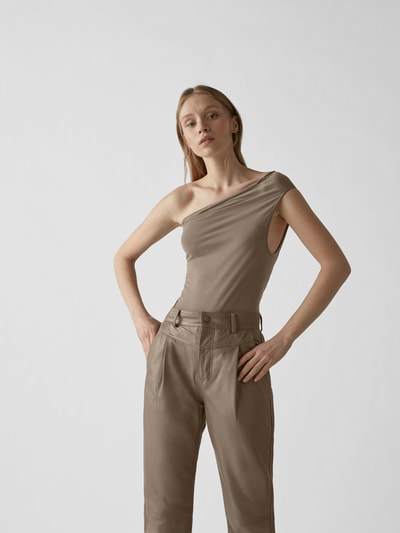 Rick Owens One-Shoulder-Top mit Seide Graphit 4