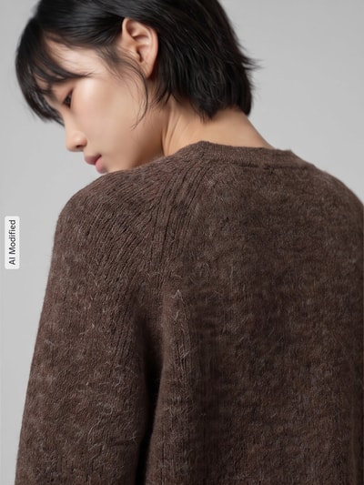 Selected Relaxed Fit Strickjacke aus Woll-Mix Modell 'LULU' Taupe 3