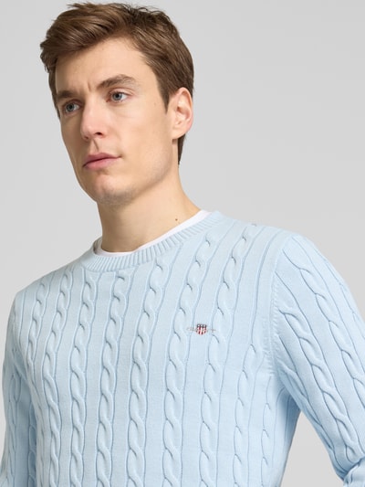 Gant Gebreide pullover met ronde hals Lichtblauw - 3