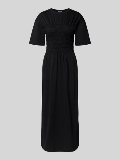 Produktfoto, Midikleid mit Smok-Details von Jake*s Casual aus Reine Baumwolle in Schwarz, Taillierter Schnitt, Rundhalsausschnitt, glatte Textur