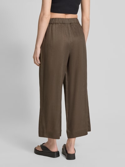 MM Wide Leg Leinenhose mit elastischem Bund Modell 'MINNIE' Oliv 5