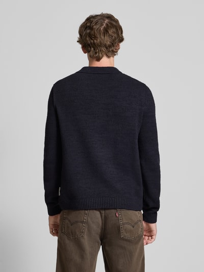 Marc O'Polo Denim Relaxed Fit Strickpullover im Polo-Stil aus Baumwoll-Mix Marine 5