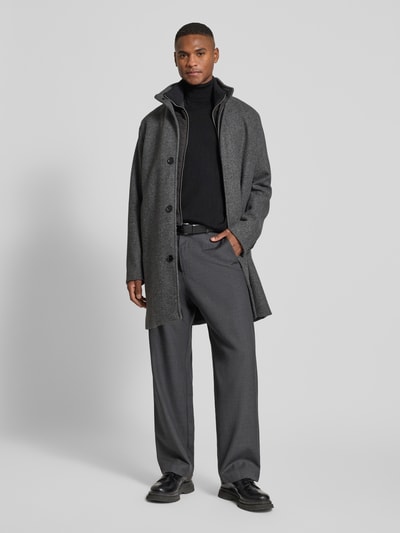 Jack & Jones Premium Lange jas van wolmix met opstaande kraag en steekzakken Middengrijs gemêleerd - 1