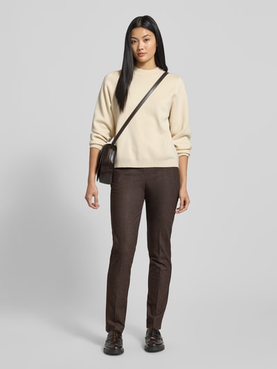 Raphaela By Brax Stoffen broek met ritszakken, model 'Lillyth' Chocoladebruin - 1