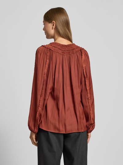 s.Oliver BLACK LABEL Regular Fit Langarmblusen mit Rüschen Rostrot 5
